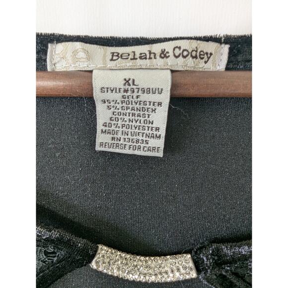 Belah & Codey Vamp Goth Black Velvet Keyhole Neck Metal Rhinestone XL Top Y2K - Picture 6 of 10